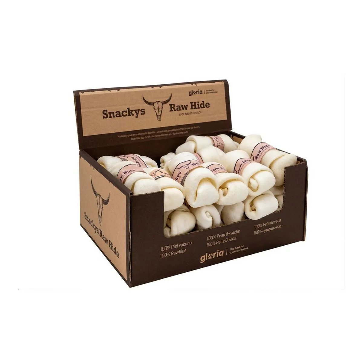 Dog Snack Gloria Snackys Rawhide 10-12 Cm Knot 30 Units
