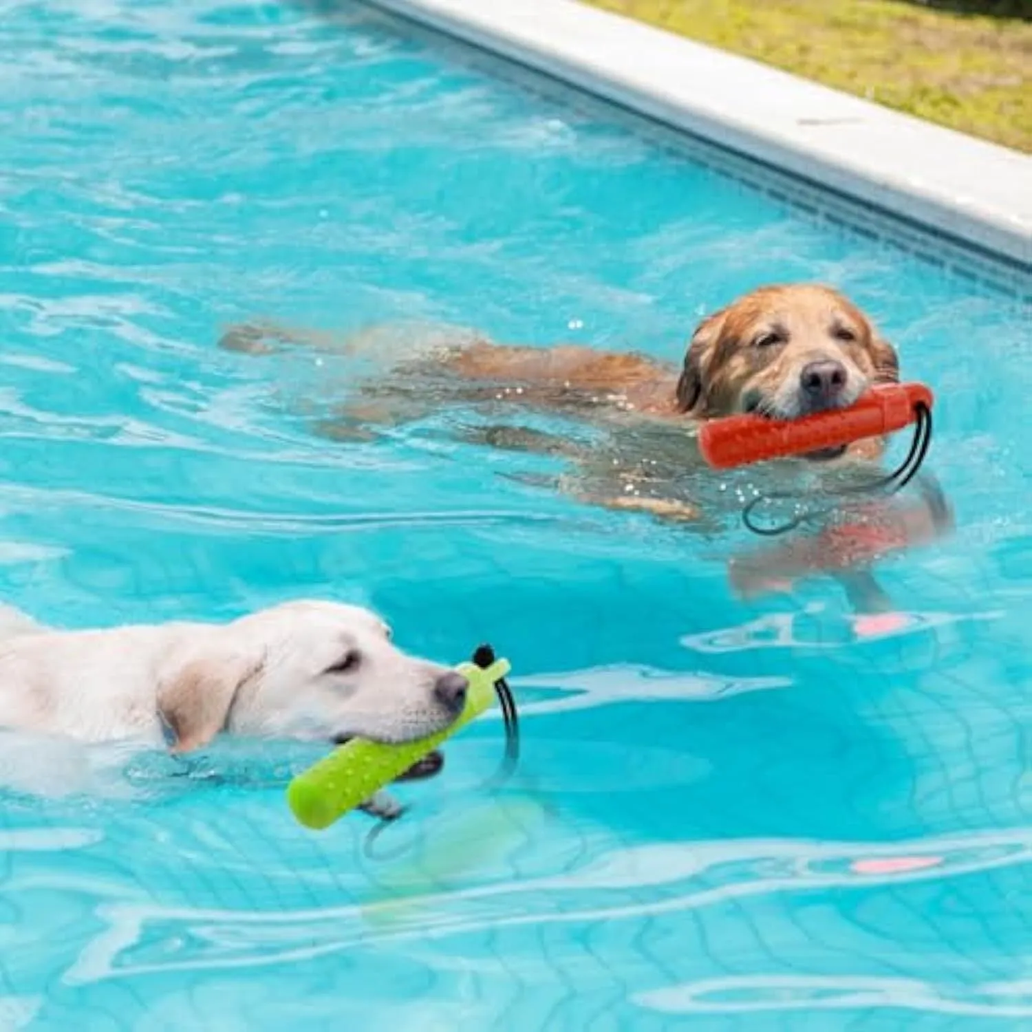 Floating Dog Pool Toys - Interactive Fetching Dog Water Toys For Hiding Food, Lightweight TPR Bumper Toys With Rope For Summer Outdoor Dogs Training Playing