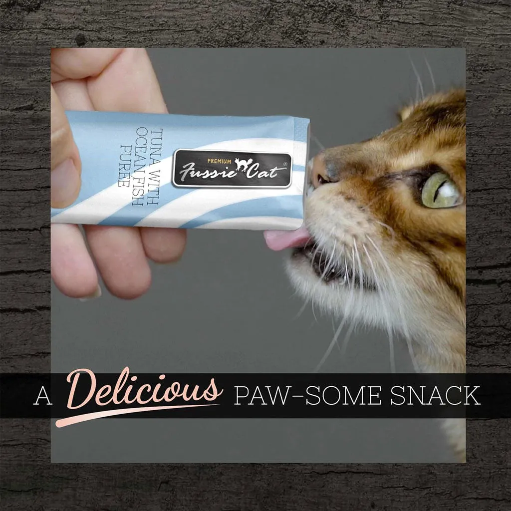 Fussie Cat Tuna with Ocean Fish Puree Lickable Cat Treats, 0.5-oz x 4-tubes