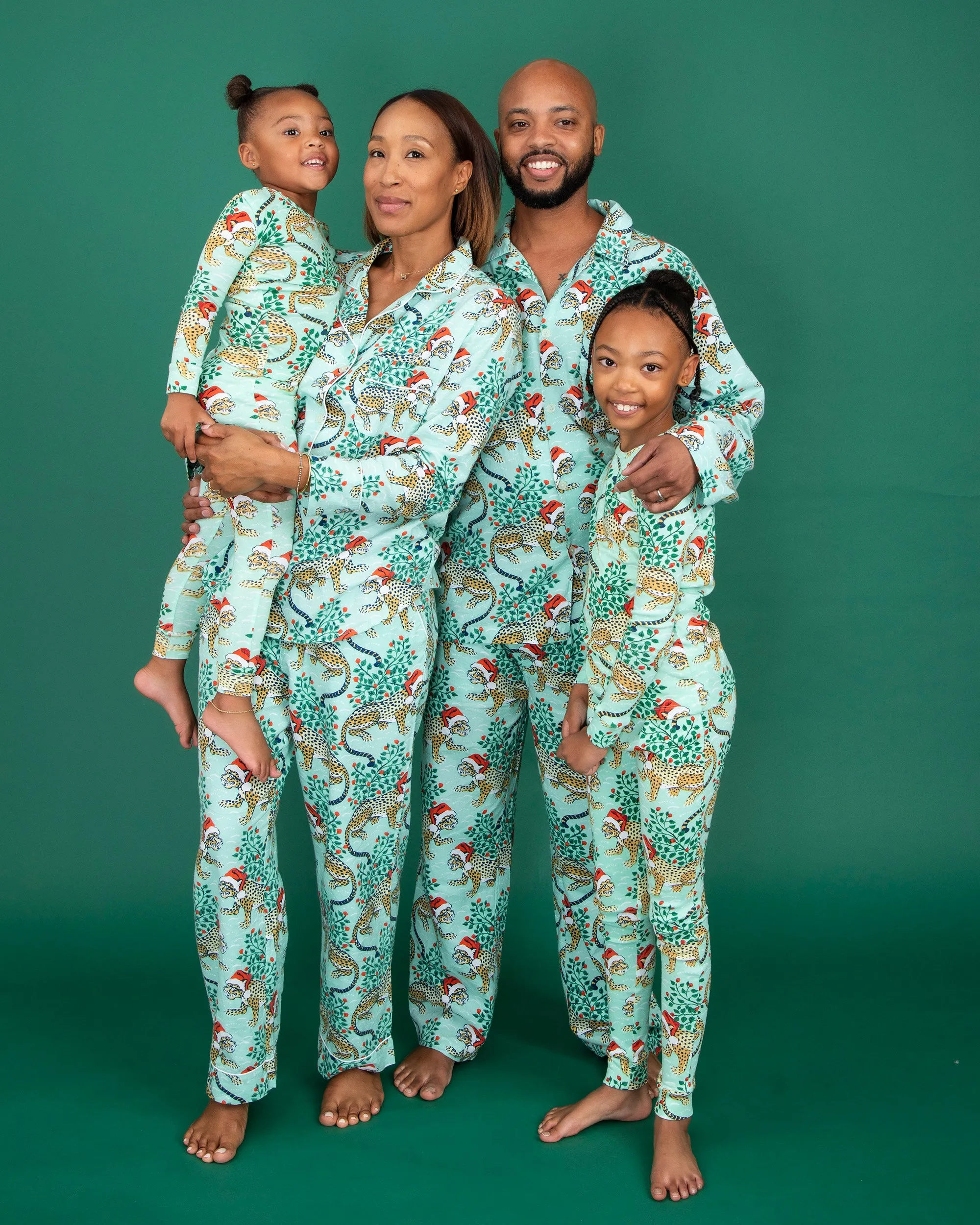 Holly Jolly Bagheera - Tall Flannel Long Sleep Set - Frosted Mint