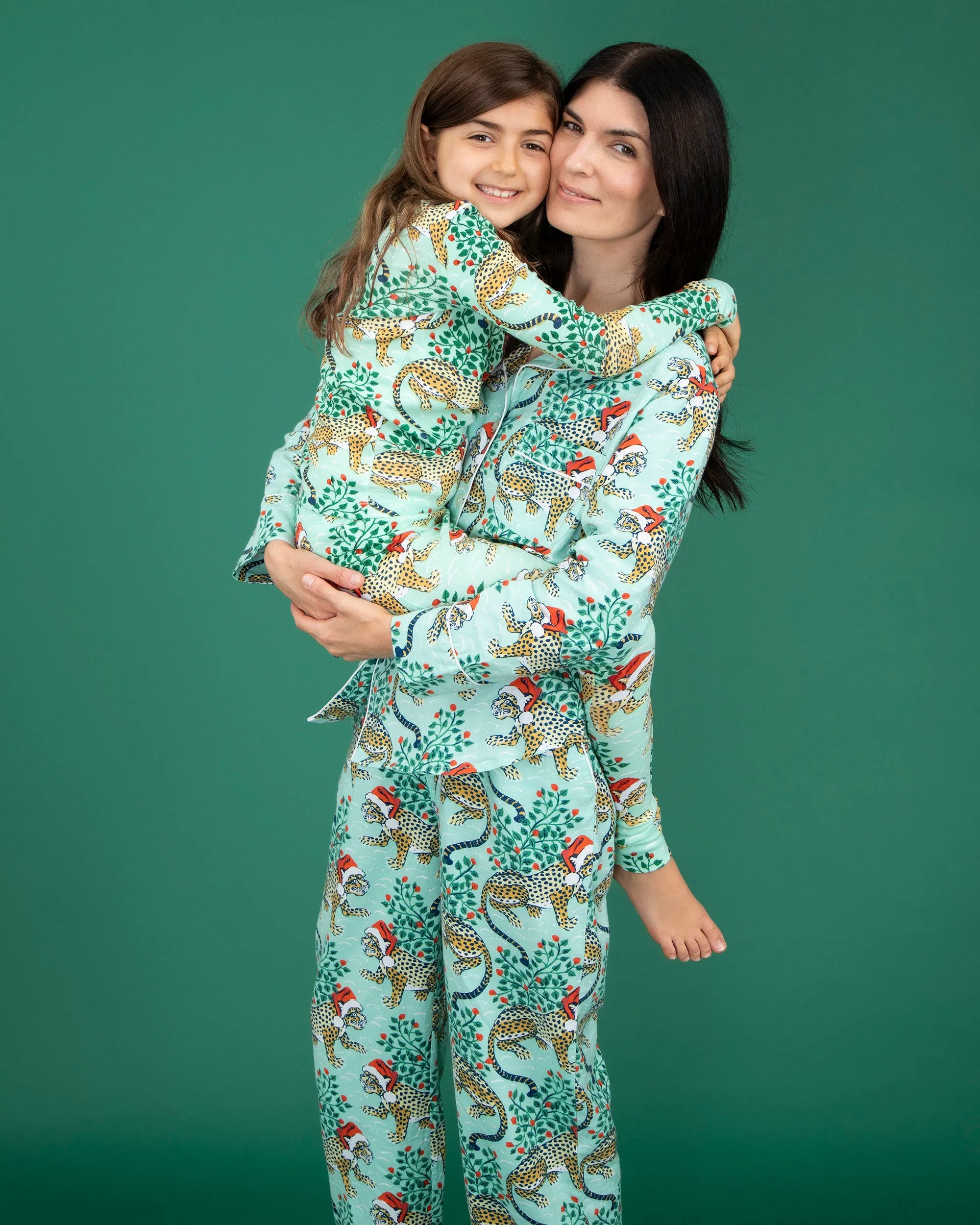Holly Jolly Bagheera - Tall Flannel Long Sleep Set - Frosted Mint