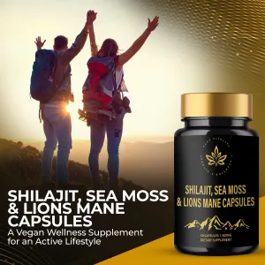 Shilajit, Sea Moss & Lions Mane Capsules  A Natural Plant-Based Food Supplement