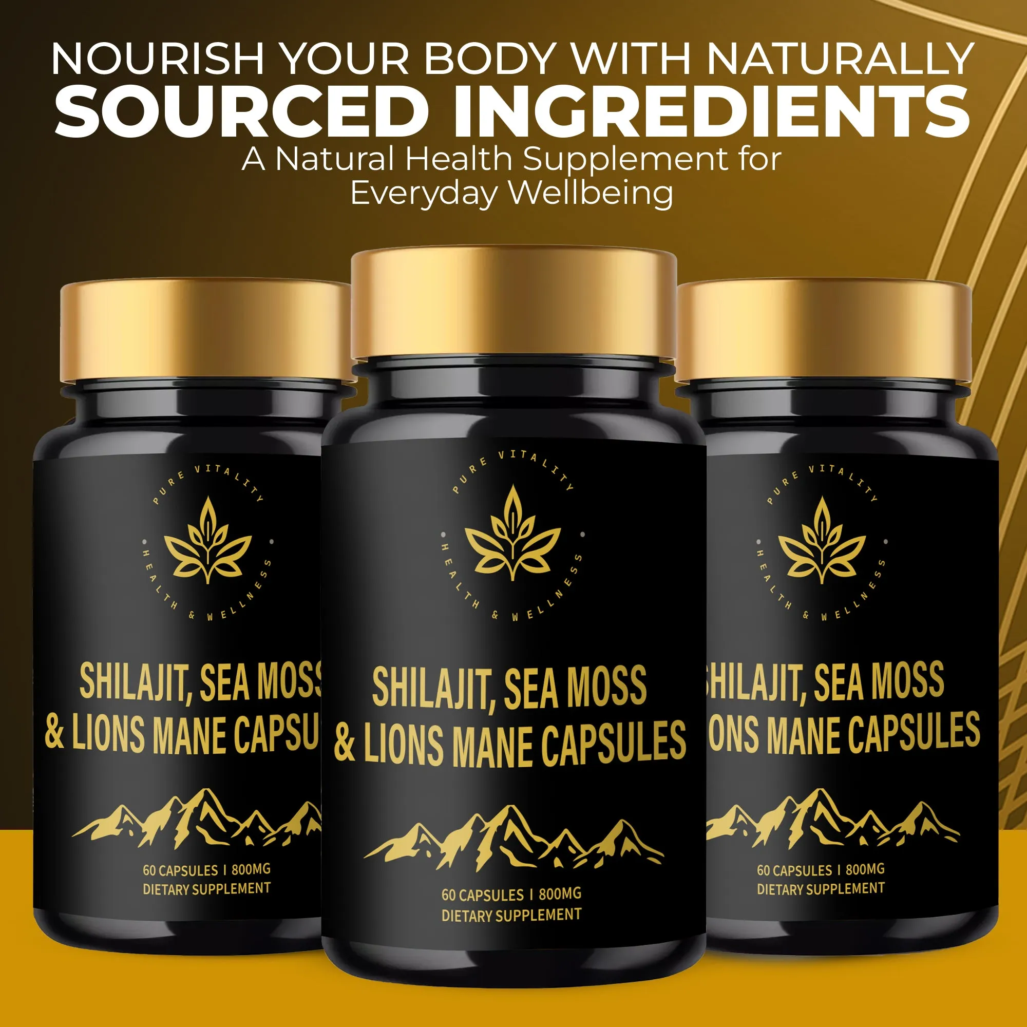 Shilajit, Sea Moss & Lions Mane Capsules  A Natural Plant-Based Food Supplement